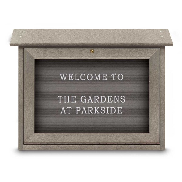 Outdoor Enclosed Combo Board, 48"x36", Bronze Frame/Wht Porc & Amethyst